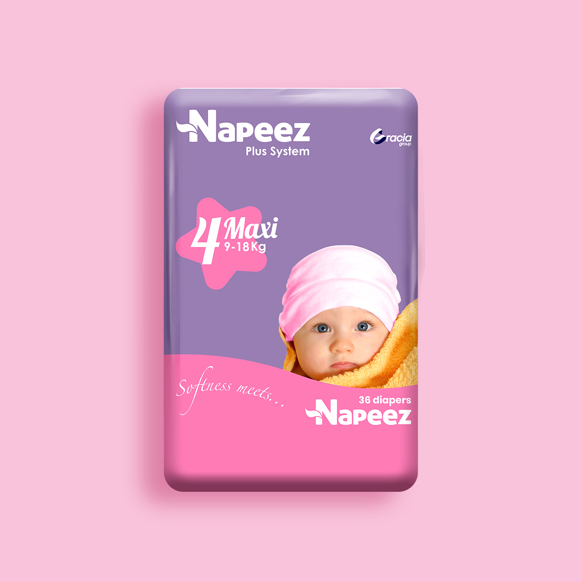Napeez Plus System Size 4 Maxi 9-18 (36 Diapers)
